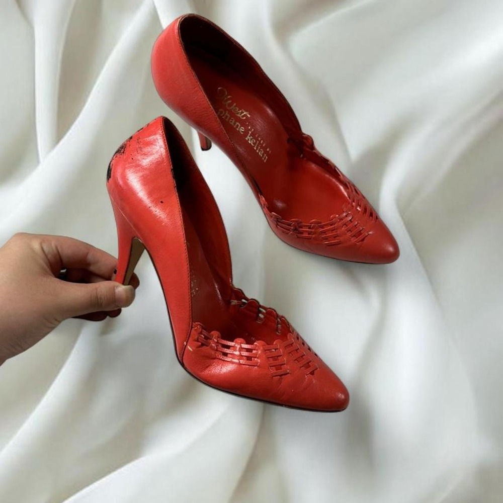 Vintage 80s 90s Nine West by Stephane Kelian Red Leather Pumps y2k fairy boho